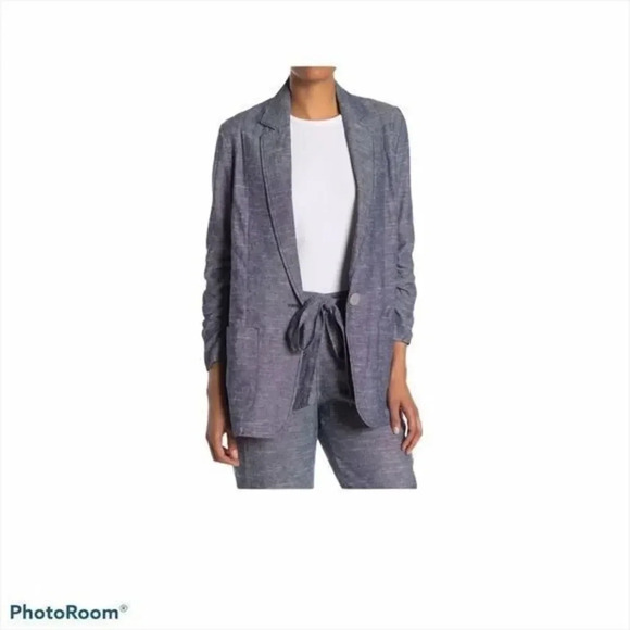 Max studio Linen Bland Ruched sleeve bla… - Picture 3 of 9